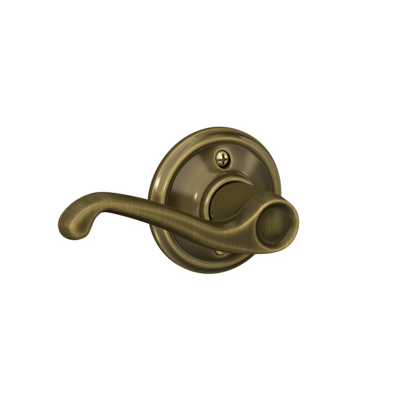 Schlage F170 FLA 609 RH Right Handed Flair Door Lever  One Sided Non-Turning Dummy Door Handle  Antique Brass - Image 1